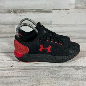 Under Armour Women's Lace Up Mesh Charged Rogue Running Shoes Black Red Size 4Y‎
